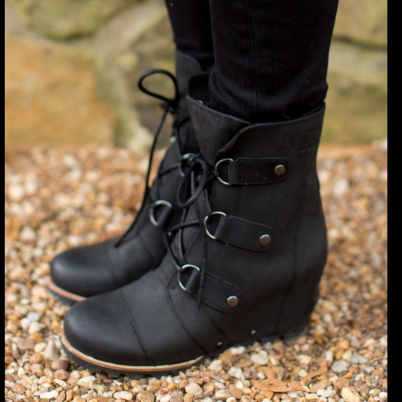Wedge Boots Lexie Wedge Black Leather 
